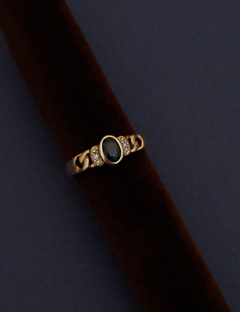 VINTAGE - Solid 9ct Gold, Sapphire and Diamonds