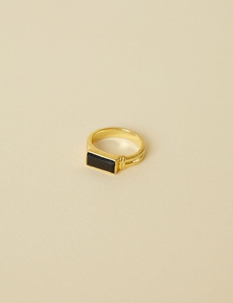 Gemstone Stacking Ring Black Onyx - Gold