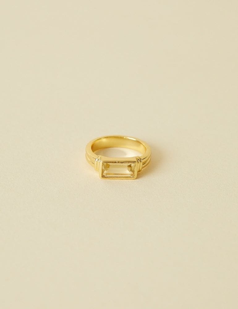 Gemstone Stacking Ring Lemon Quartz - Gold
